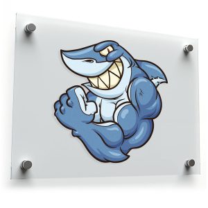 Muscle Shark Cartoon Sticker