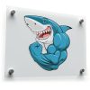 Muscular Shark Cartoon Sticker 1