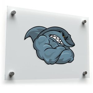 Muscular Shark Cartoon Vinyl Sticker
