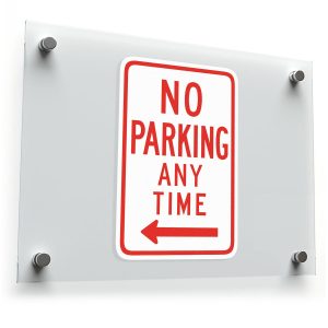 No Parking Any Time" Sticker with Left Arrow