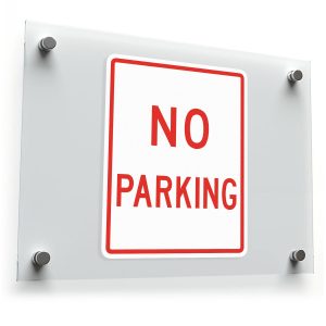 No Parking" Sticker – Durable Red and White Warning