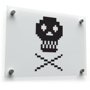 Pixelated Skull and Crossbones Vinyl Sticker