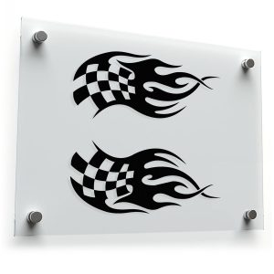 Racing Flame Checkered Flag Decal Set