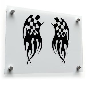 Racing Flames and Checkered Flag Sticker Set