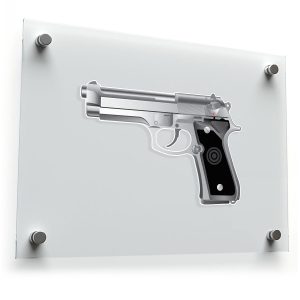 Realistic Silver Handgun Vinyl Sticker