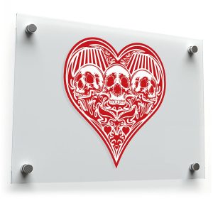 Red Heart Skull Sticker