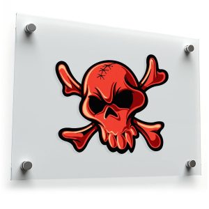 Red Skull Crossbones Sticker