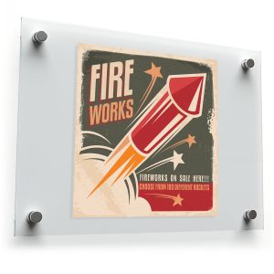Retro Fireworks Poster Sticker