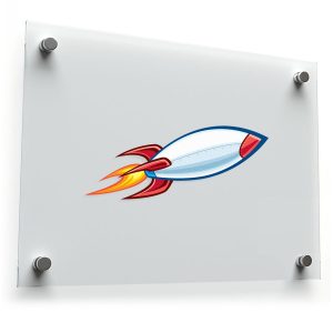 Retro Rocket Ship Vinyl Sticker
