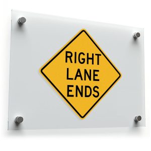 Right Lane Ends Sticker – Durable Yellow and Black
