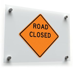 Road Closed" Vinyl Sticker – Bold Orange and Black