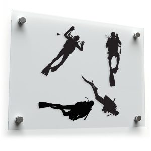 Scuba Diver Silhouette Sticker Set