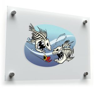 Skeleton Fish Attack Sticker