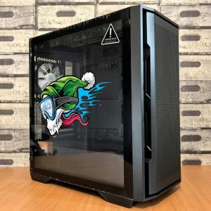 Alternative view of Skull Skiing Sticker