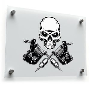 Skull and Tattoo Machine Sticker