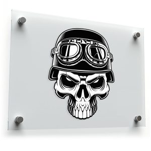 Skull with Helmet Vinyl Sticker