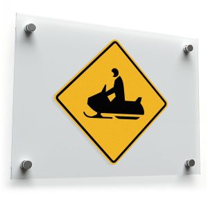 Snowmobile Crossing Sticker – Durable Yellow and Black Traffic