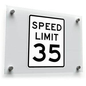 Speed Limit 35 Sticker – Durable Black and White