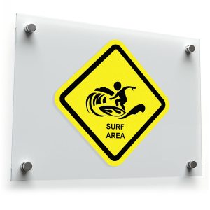 Surf Area Warning Sign Sticker – Yellow and Black
