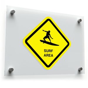Surf Area Warning Sticker – High-Visibility Surfing Sign