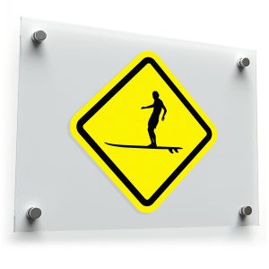 Surfer Crossing Sign Sticker