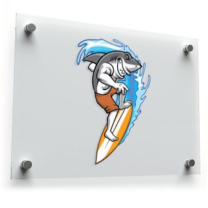 Surfing Shark Sticker