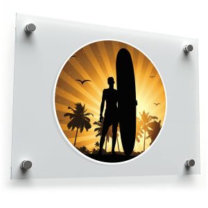 Surfing Sunset Silhouette Sticker