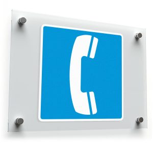 Telephone Symbol Sticker – Durable Blue and White Vinyl