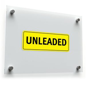"Unleaded" identification Fuel Sticker