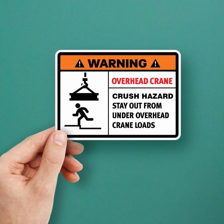 Warning Overhead Crane Sticker - Stickers Factory