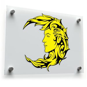 Yellow Crescent Moon Face Sticker