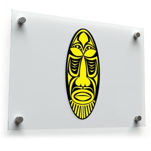 Yellow Tribal Tiki Mask Sticker