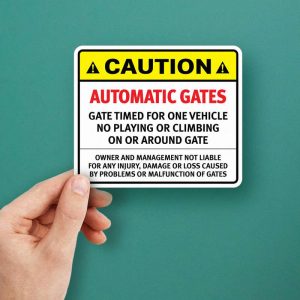 Gate Open Sticker Caution: Automatic Gates Safety Sticker - Stickers Factory