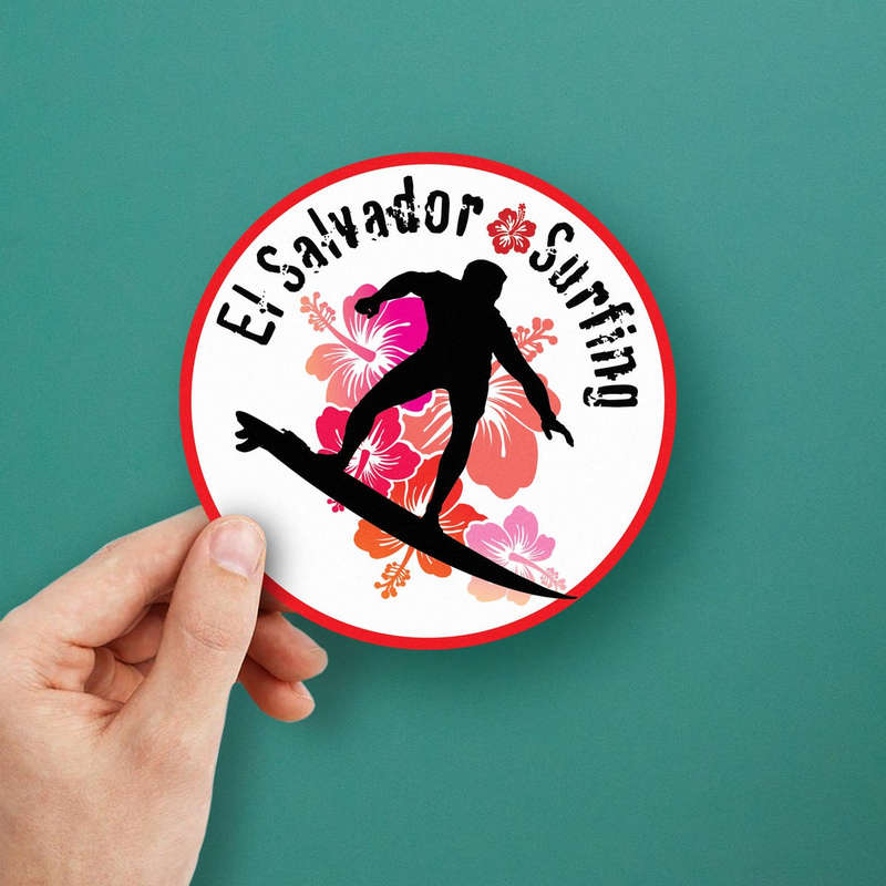 El Salvador Surfing Vinyl Sticker 5 El Salvador Surfing Vinyl Sticker - Image 3