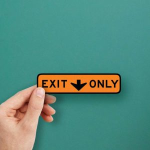 Exit Only Sticker – Durable Orange and Black Vinyl