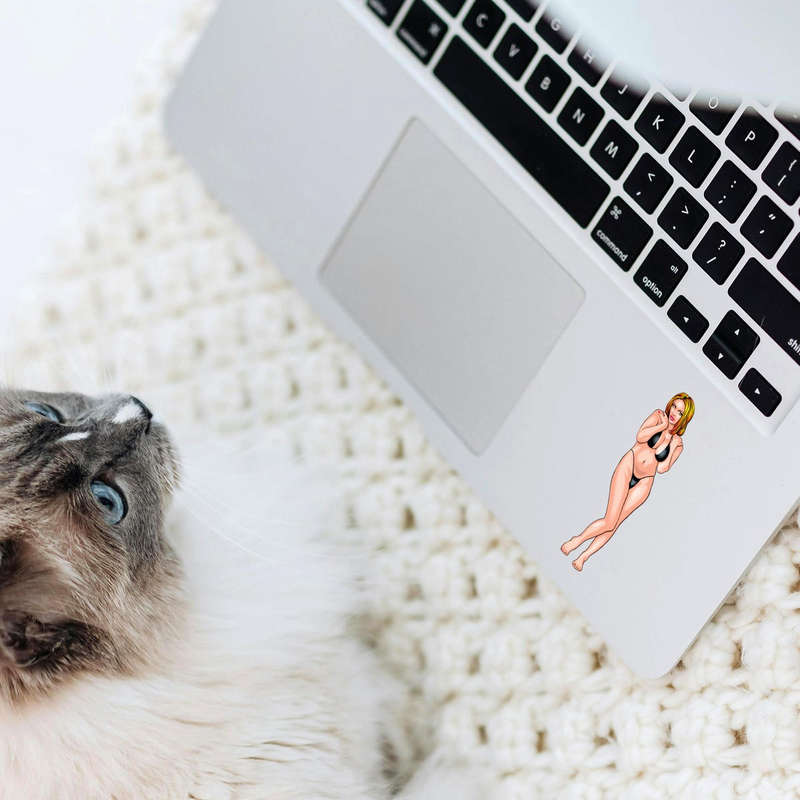 Playful Cartoon Bikini Woman Sticker 6 Playful Cartoon Bikini Woman Sticker - Image 4