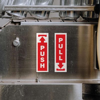 Push Pull Door Sticker Set – Bold Red Directional - Stickers Factory