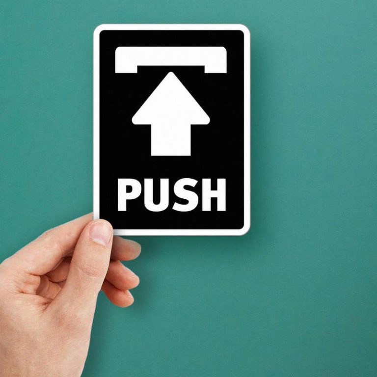 Push Written Sticker Push Sign Sticker - Stickers Factory