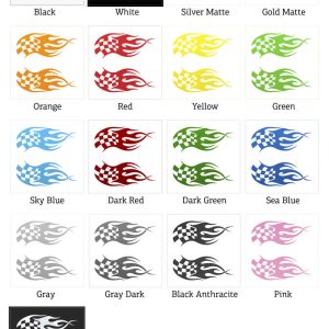 Alternative view of Racing Flame Checkered Flag Decal Set
