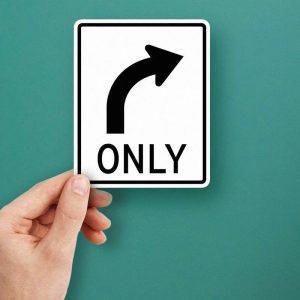 Right Turn Only" Sticker – Durable Black and White