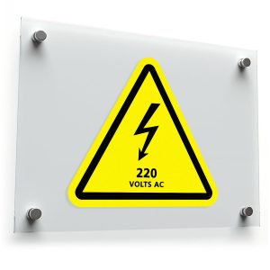 "220 Volts AC" Electrical Safety Sticker