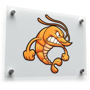 Angry Shrimp Cartoon Vinyl Sticker