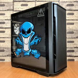Alternative view of Blue Flame Skull Vinyl Sticker