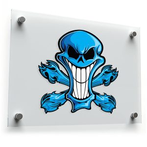 Blue Flame Skull Vinyl Sticker