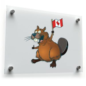 Canadian Beaver Holding Flag Sticker