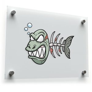 Cartoon Fish Skeleton Vinyl Sticker