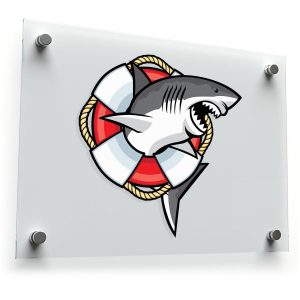 Cartoon Shark with Life Preserver Sticker