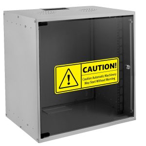 Alternative view of Caution Automatic Machinery Warning Sign Decal