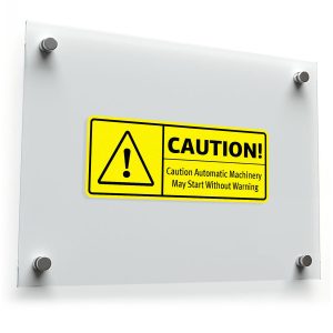 Caution Automatic Machinery Warning Sign Decal