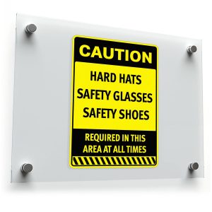 Caution Hard Hats, Safety Glasses & Shoes Required Sign Sticker